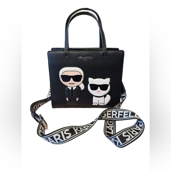 Karl Lagerfeld Handbags - Karl Lagerfeld Black Shoulder Bag with Cartoon Figures